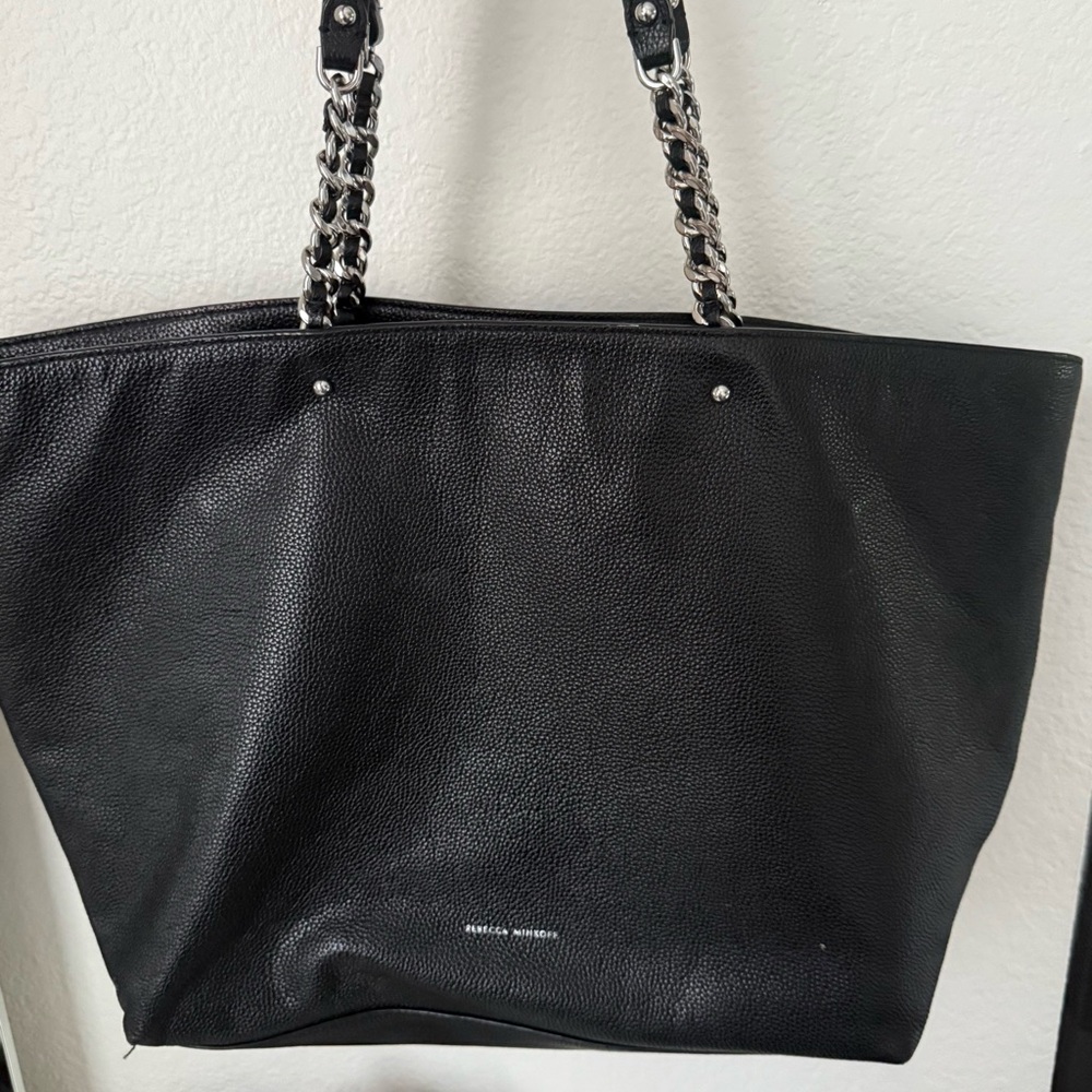 Rebecca Minkoff Black Tote with Silver Chain Handles